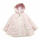 【中古】20AW セリーヌ CELINE 子供服 ベビー ポンチョ フーディー ポリエステルナイロン マカダム柄 クマ ベア ロゴ 中綿 ケープ ジップアップ フーデッド ブルゾン ジャンパー 上着 アウター 90 ピンク キッズ 【ベクトル 古着】 240307