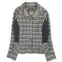 【中古】美品 ヒロココシノ HIROKO KOSHINO チェック柄 シャツ ジャケット リブニット切替 長袖 コットン ウール サイズ40 ブラック 黒 レディース /BLM5 【ベクトル 古着】 240613