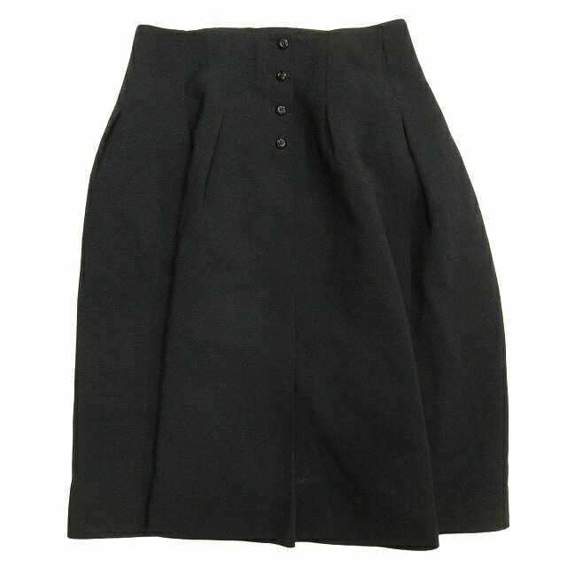 【中古】18SS ルネ ベーシック Rene basic カメリアボタン タック フレア スカート ハーフ ひざ丈 ボトムス 36/S 紺 ネイビー レディース ♪7 【ベクトル 古着】 240731