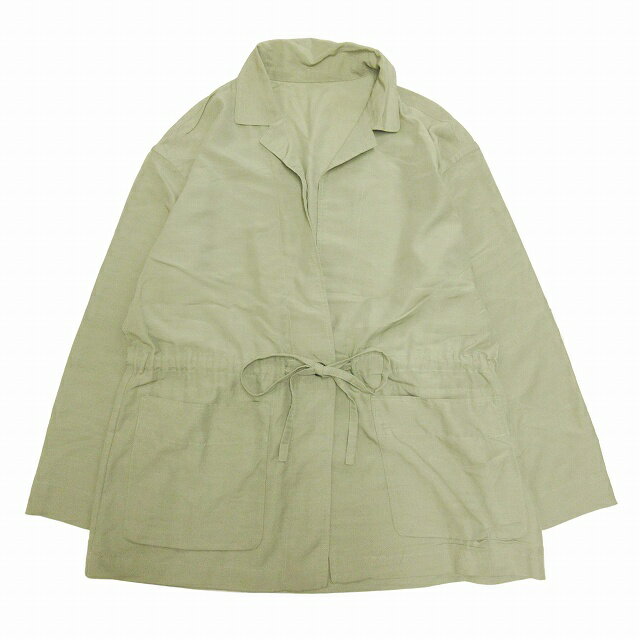 【中古】B&Y ユナイテッドアローズ BEAUTY&YOUTH ビューティー&ユース ドローストリング シャツジャケット テーラードカラー ウエストマーク ブルゾン ジャンパー 上着 アウター カーキ グリーン レディース 【ベクトル 古着】 240802