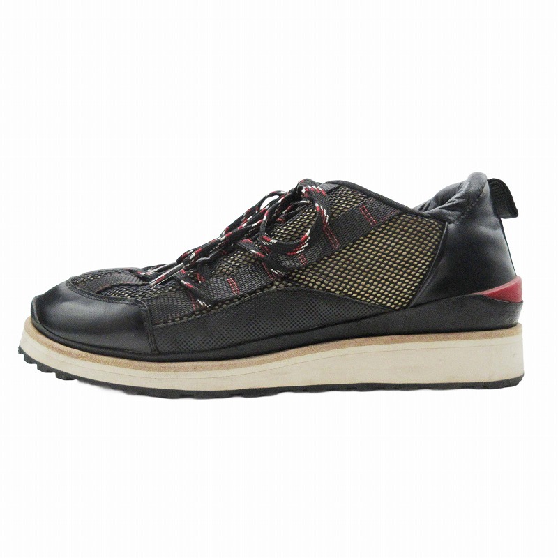 【中古】17SS ディオールオム Dior HOMME 17EDC CDロゴ ダッド スニーカー ローカット メッシュ レザー レースアップ シューズ 靴 41/25.5-26.0 黒 ブラック 赤 レッド ♪9/△N02 メンズ 【ベクトル 古着】 240929