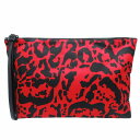 【中古】16ss アレキサンダーマックイーン ALEXANDER MCQUEEN 総柄 クラッチバッグ ポーチ 抽象柄 セカンドバッグ カバン 鞄 赤 黒 ブラ...