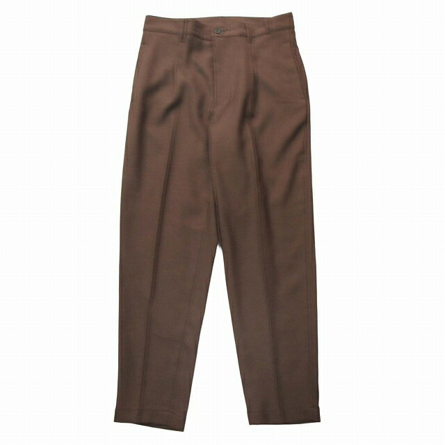 【中古】美品 ミスターオリーブ MR.OLIVE RETRO POLYESTER TWILL BELTED WIDE TAPERED PANTS レトロ ポリエステル ツイル ベルテッド ワイド テーパード パンツ タック スラックス ボトムス L 茶 ブラウン M-19101 メンズ 【ベクトル 古着】 241113