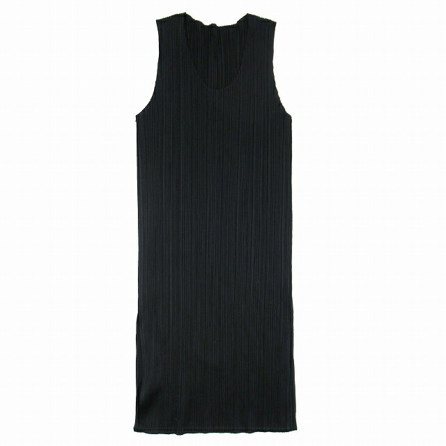 【中古】美品 vintage 00aw プリーツプリーズ イッセイミヤケ PLEATS PLEASE ISSEY MIYAKE プリーツ加工 ノースリーブ チュニック カットソー 3 黒 ブラック ヴィンテージ オールド PP04-JK615/レディース 【ベクトル 古着】 241208
