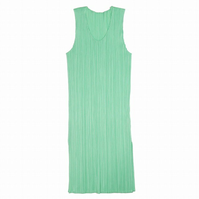 【中古】美品 vintage 95ss プリーツプリーズ イッセイミヤケ PLEATS PLEASE ISSEY MIYAKE プリーツ加工 ノースリーブ チュニック スリーブレス ドレス カットソー 3 ライトグリーン ヴィンテージ オールド PP51-JK615/レディース 【ベクトル 古着】 241215