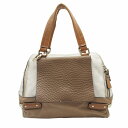【中古】フルラ FURLA ミニ ボストンバッグ ハンドバッグ ロゴ シュリンクレザー シボ革 手持ち 手提げ カバン 鞄 茶 ブラウン 白 ホワイト レディー...