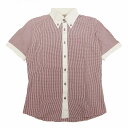 【中古】バーバリーブラックレーベル BURBERRY BLACK LABEL ギンガムチェック 切替 ボタンダウン シャツ 半袖 ロゴ 刺繍 コットン100% ...