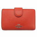 【中古】コーチ COACH MEDIUM CORNER ZIP レザー 二つ折り 財布 コンパクト ウォレット 小銭入れ付き F11484 オレンジ レディース...