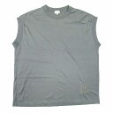 【中古】21ss ブラミンク BLAMINK コットン クルーネック エンブレム ノースリーブ Tシャツ プルオーバー カットソー ロゴ刺繍 1 グレー/☆L56/レディース 【ベクトル 古着】 250128