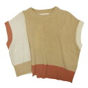 【中古】未使用品 24AW マルニ MARNI half sleeve knit カラーブロック フレンチスリーブ カシミヤ ニット セーター トップス カットソー クルーネック GCMD0490Q0UFX385 サイズ40 ベージュ オレンジ レディース/■W57 【ベクトル 古着】 250214(4)