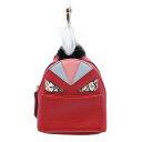 【中古】未使用品 フェンディ FENDI バッグバグズ バッグチャーム バックパック型 Fendi eyes WONDERS モンスター レザー リュックモチーフ ポーチ 赤 7AR457/☆K26/レディース メンズ/YM2 【ベクトル 古着】 250221