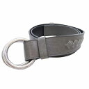 【中古】美品 ボッテガヴェネタ BOTTEGA VENETA ダブルリング ベルト ポイントイントレチャート レザー ツインリング Sサイズ グレー/△O08/...