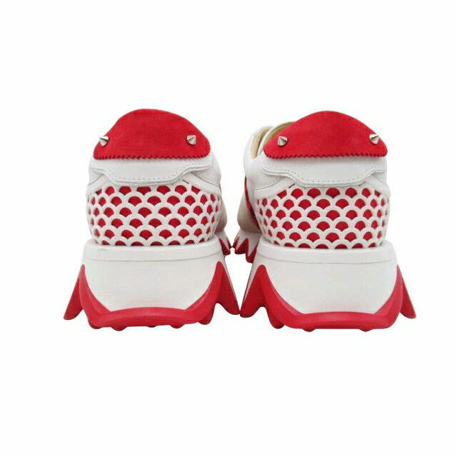【中古】極美品 クリスチャンルブタン Christian louboutin Loubishark スニーカー シャーク テクニカルソール シューズ 靴 42.5/27.5 ホワイト ベージュ レッド/△D07/メンズ/GT7 【ベクトル 古着】 250724