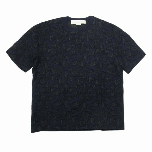 【中古】美品 ステラマッカートニー STELLA McCARTNEY レオパード柄 ジャガード コットンニット 半袖 プルオーバー セーター カットソー トップス 38 ネイビー/△C52/レディース 【ベクトル 古着】 251208