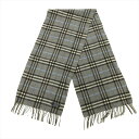 【中古】美品 バーバリー ロンドン BURBERRY LONDON カシミヤ100% チェック マフラー フリンジ グレー レディース メンズ 【ベクトル 古着】 240201