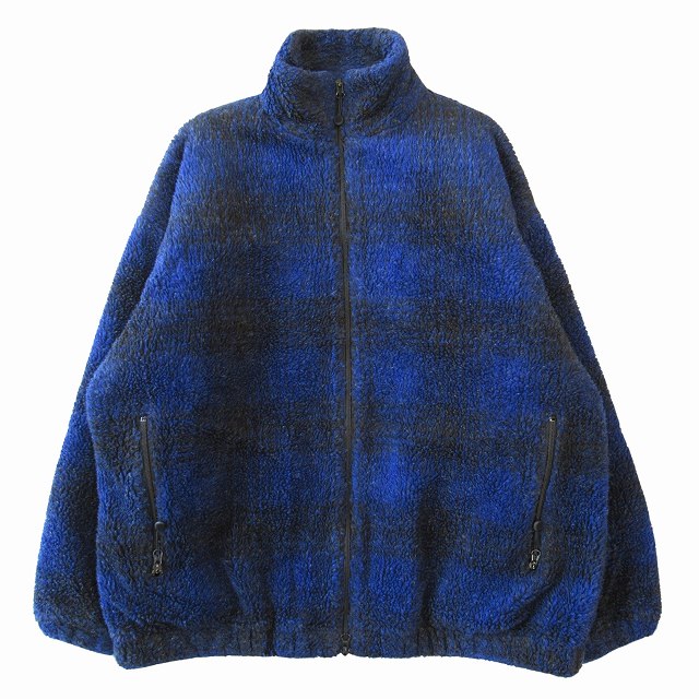 【中古】美品 20AW クーティー COOTIE Ombre Boa Check Track Jacket オンブレ チェック ボア トラック ジャケット ブルゾン ドロップショルダー ワイドシルエット CTE-20A207 サイズS 青 ブルー メンズ 【ベクトル 古着】 240218