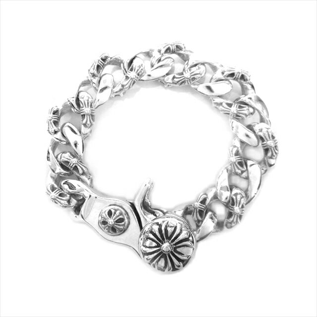 【中古】新品仕上げ済 新同 極美品 クロムハーツ CHROME HEARTS ファンシーチェーン クリップ ブレスレット 13リンク バングル クロス SV925 シルバー アクセサリー ジュエリー メンズ 【ベクトル 古着】 240501