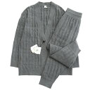 【中古】美品 エルメス HERMES Hロゴ エンボス カーディガン パンツ セットアップ ウール ニット ジャケット セーター 総柄 40 グレー レディース...