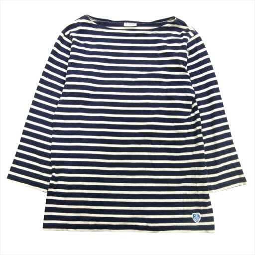 【中古】オーチバル ORCIVAL オーシバル バスクシャツ ボーダー Tシャツ カットソー 七分丈 ロゴ ボートネック 2 ネイビー レディース 【ベクトル 古着】 241019 【中古】オーチバル ORCIVAL オーシバル バスクシャツ ボーダー Tシャツ カットソー 七分丈 ロゴ ボートネック 2 ネイビー レディース 【ベクトル 古着】 241019