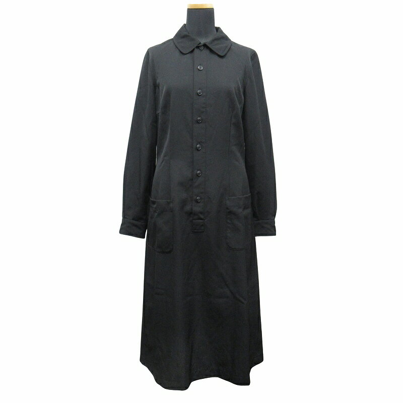 【中古】10aw コムコム コムデギャルソン COMME des GARCONS 製品洗い加工 プルオーバー ロング シャツ ワンピース ドレス ウール アーカイブ S 黒 ブラック レディース 【ベクトル 古着】 241111