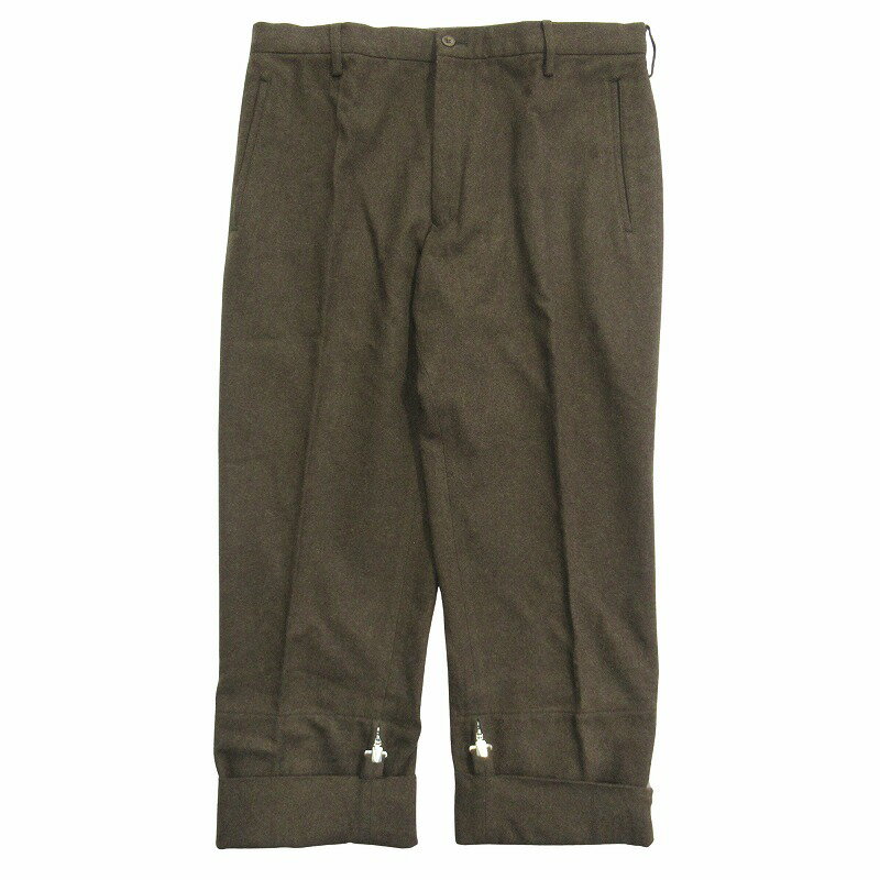 【中古】美品 04aw ヨウジヤマモトプールオム YOHJI YAMAMOTO POUR HOMME ロールアップ アジェスター 2way ワイド パンツ ロング クロップド サキソニーウール 00's オールド ビンテージ アーカイブ 3 茶系 ブラウン メンズ 【ベクトル 古着】 241125