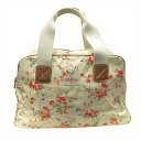 【中古】キャスキッドソン Cath Kidston コーティング キャンバス ボストン バッグ ハンド トート 旅行鞄 花柄 ライトベージュ レディース※ 【ベ...