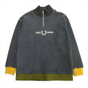 【中古】美品 フレッドペリー FRED PERRY ハーフジップ プルオーバー Half Zip Pullover フリース トレーナー カットソー ロゴ 刺繍 M ネイビー メンズ 【ベクトル 古着】 250106(4)