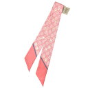 【中古】未使用品 グッチ GUCCI ホースビット GGプリント ネックボウ スカーフ リボン シルク GG柄 663719 現行モデル ピンク ゴールド レデ...