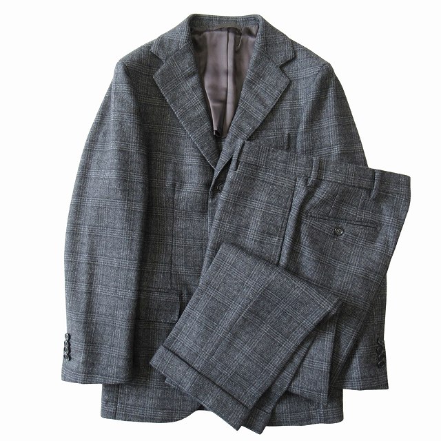 【中古】美品 エッリコフォルミコラ Errico Formicola ウール チェック セットアップ スーツ ジャケット パンツ 1123-343-4720 サイズ42 グレー メンズ 【ベクトル 古着】 250220
