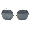 【中古】ボッテガヴェネタ BOTTEGA VENETA イントレチャートレンズ サングラス スクエアシェイプ ビッグフレーム アイウェア BV0202S 黒 ブ...