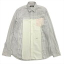 【中古】17aw ディースクエアード DSQUARED2 ストライプ スイッチング シャツ カットソー 切替 オックスフォード ロゴ プレート 50 青 ブルー 白 ホワイト メンズ 【ベクトル 古着】 250415(4)
