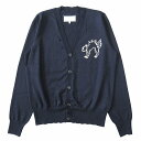 【中古】未使用品 23AW メゾンマルジェラ Maison Margiela ダメージ加工 ウール ニット カーディガン カットソー 長袖 アニマル チェーン刺? 白タグ アーカイブ S29HP0005 サイズXS 紺 ネイビー レディース ◆6 【ベクトル 古着】 250610