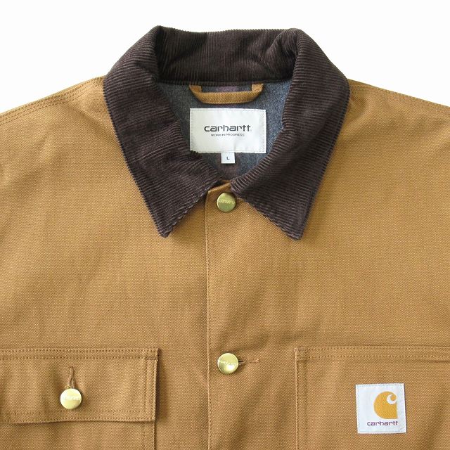 【中古】美品 カーハート carhartt WIP "MICHIGAN COAT" ミシガン コート ジャケット ブルゾン カバーオール ストライプブランケット I015261 サイズL 茶 ブラウン メンズ 【ベクトル 古着】 250623