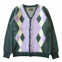 【中古】極美品 22AW ニードルス ニードルズ Needles "Mohair Cardigan - Diamond" モヘヤ カーディガン ダイヤモンド ニット カットソー 長袖 LQ272 サイズXS 緑 グリーン メンズ 【ベクトル 古着】 250628