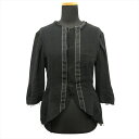 【中古】ヨウジヤマモトノアール YOHJI YAMAMOTO NOIR カットオフ フィッシュテール シャツ ブラウス カットソー 七分丈 ノーカラー 断ち切り アーカイブ サイズ1 黒 ブラック レディース 【ベクトル 古着】 250702