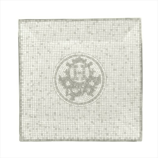【中古】未使用品 エルメス HERMES プチカレ No3 モザイク 24 スクエア プレート 平皿 食器 ロゴ ポーセリン 15×15cm グレー 白 ホワイト プラチナシルバー メンズ レディース★8 【ベクトル 古着】 250903のサムネイル