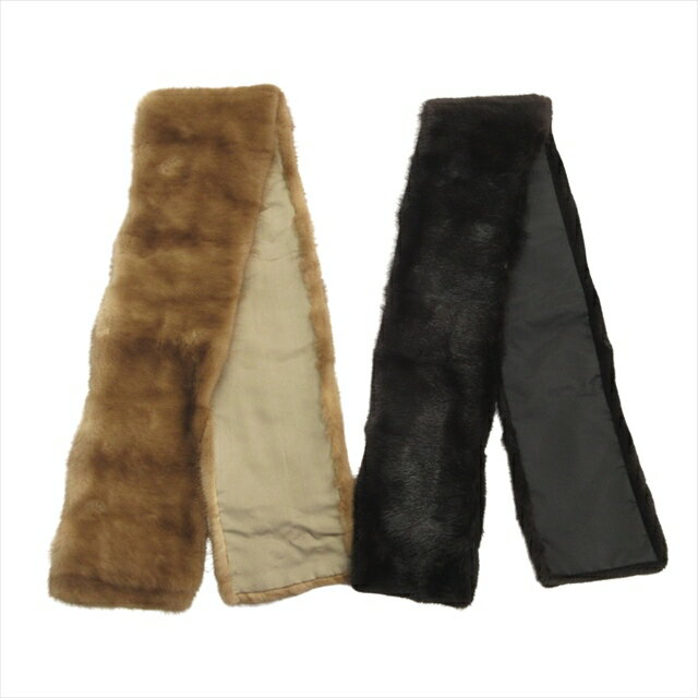 【中古】ミンクファー ティペット 2点セット まとめ 毛皮 マフラー 茶 ブラウン 黒 ブラック レディー..