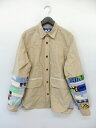16SS ジュンヤワタナベマン JUNYA WATANABE MAN コムデギャルソン パッチワーク シャツ ジャケット 綿平ストライプ×多素材MIX サイズS ベージュ メンズ 【中古】【ベクトル 古着】 170921 ベクトル マークスラッシュ