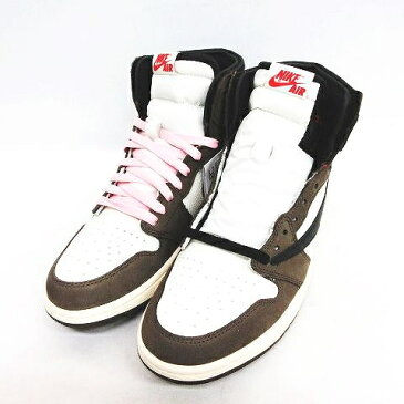 【中古】未使用品 ナイキ NIKE ×トラヴィス スコット TRAVIS SCOTT AIR JORDAN 1 HIGH OG TS SP CD4487-100 エアジョーダン 1 ハイカット スニーカー ブラウン×ホワイト ☆AA★ メンズ 【ベクトル 古着】 191211 ベクトル　マークスラッシュ