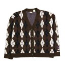 【中古】リーバイス Levi's GALLERY カーディガン セーター アーガイル柄 Vネック 長袖 アウター ブラウン M レディース 【ベクトル 古着】 ...
