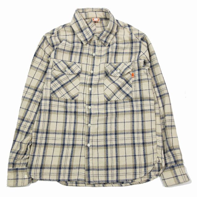 【中古】アンディフィーテッド UNDEFEATED FLANNEL SHIRT フランネル ネルシャツ 長袖 チェック柄 カットソー S ベージュ ブルー JP20010/3 メンズ 【ベクトル 古着】 231211