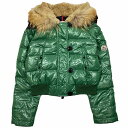 【中古】モンクレール MONCLER ブルガリ BULGARE ダウンジャケット 中綿 ブルゾン ショート丈 フーディ ファー アウター コート 0 グリーン/7 レディース 【ベクトル 古着】 240114