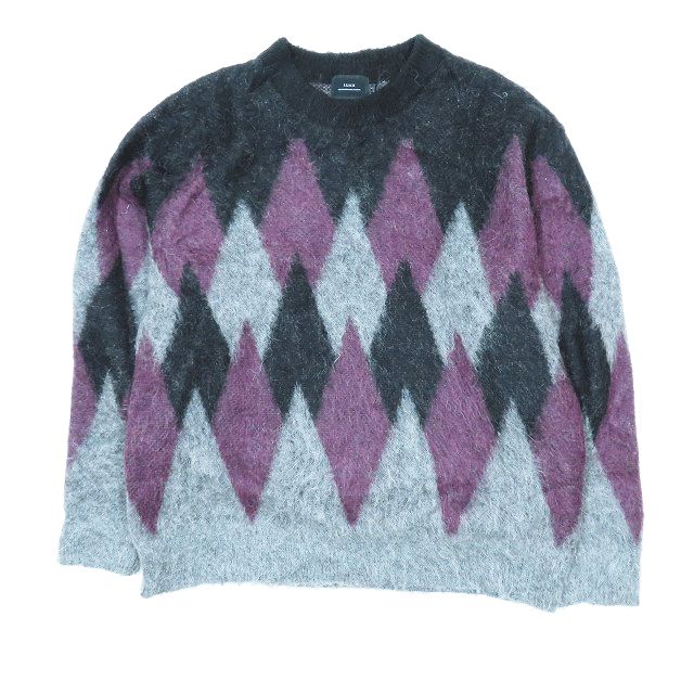 【中古】スリック SLICK ニット セーター プルオーバー アーガイル柄 シャギー モヘア 長袖 ブラック 1 メンズ 【ベクトル 古着】 240224