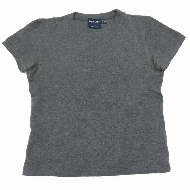 【中古】ジョルジオアルマーニ GIORGIO ARMANI カシミヤ100% 半袖 ニット セーター クルーネック カットソー 42 グレー/2YBA2 メンズ...