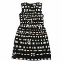 【中古】レッド ヴァレンティノ RED VALENTINO ノースリーブ ワンピース 総柄 プリント フレアスカート ハーフ 膝丈 40 黒 ブラック/10▲B4 レディース 【ベクトル 古着】 240415