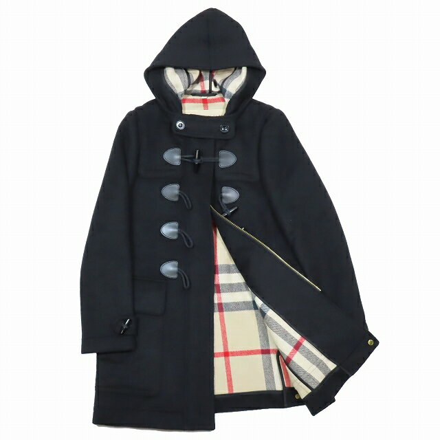 【中古】美品 バーバリーブリット BURBERRY BRIT フィンズデール ダッフルコート アウター ノバチェック柄裏地 黒 ブラック 3915587 0010B BLACK レディース サイズ40 ?C4 【ベクトル 古着】 240507