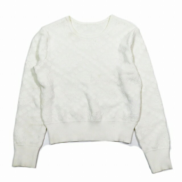 【中古】20SS グレースコンチネンタル GRACE CONTINENTAL フラワーレースJQニットトップス 長袖 クルーネック ショート丈 プルオーバー 36 白 ホワイト/8YBA9 レディース 【ベクトル 古着】 240930