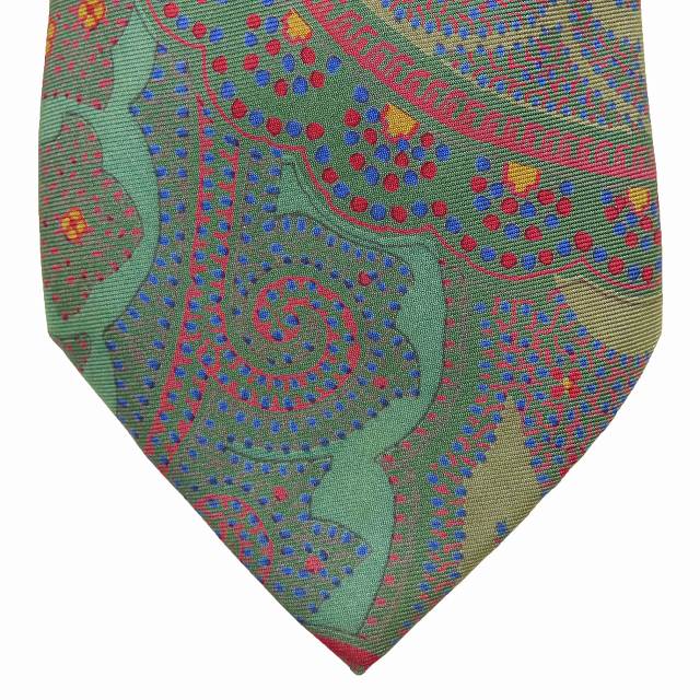【中古】エトロ ETRO ペイズリー柄 ネクタイ シルク100％ 総柄 グリーン系 マルチカラー メンズ 【ベクトル 古着】 240930