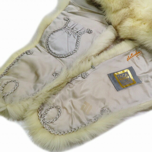【中古】サガフォックス SAGA FOX TOGU by TOHOMINK ティペット フォックス リアルファー マフラー ショール 毛皮 ホワイト系 MIXカラー/15 レディース 【ベクトル 古着】 241019