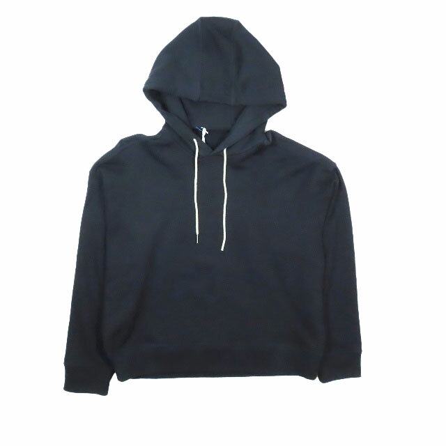 【中古】ジルサンダー JIL SANDER コットン パーカー フーディ スウェット ロゴ 刺繍 ワンポイント 長袖 プルオーバー 黒 ブラック M メンズ 【ベクトル 古着】 241125